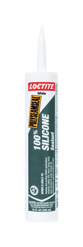 Polyseamseal Kitchen & Bath Sealant, 100% Silicone, White, 10 oz.
