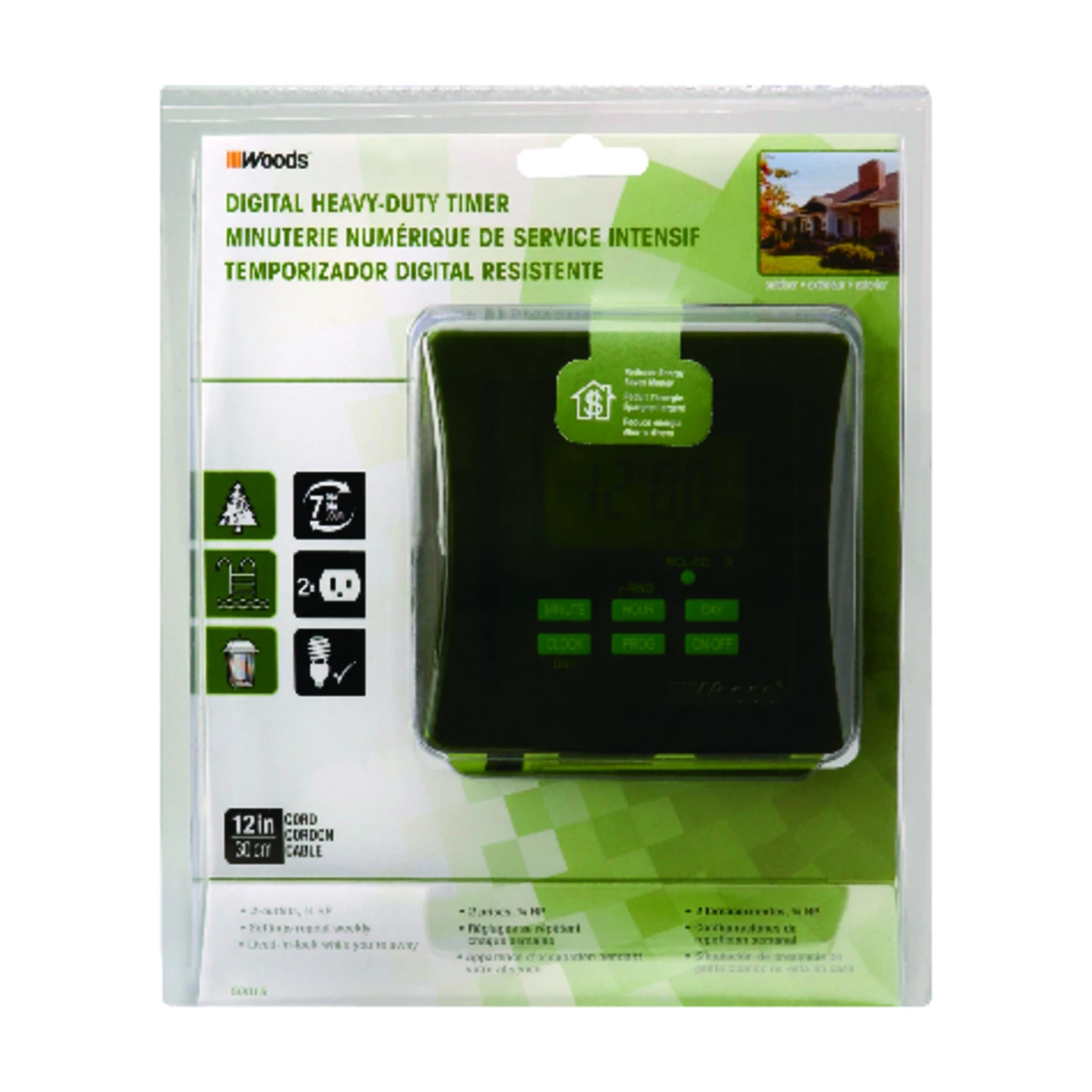 15-amp 7-day Outdoor Digital Timer With Dual Outlets, 125 Volts, Black