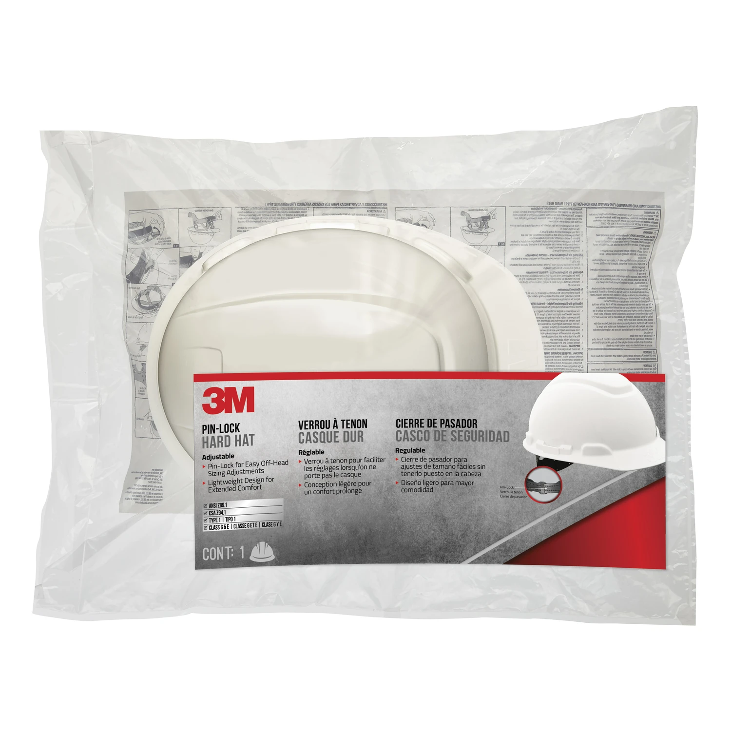 White Non-Vented Hard Hat with Pinlock Adjustment