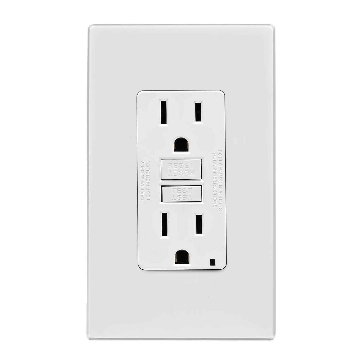 Leviton C32-GFNT1-0PW GFCI Duplex Receptacle, Polycarbonate, White, 2-Pole, 15 A, 125 V, Back, Side Wiring, 3-Wire Leviton C32-GFNT1-0PW GFCI Duplex Receptacle, Polycarbonate, White, 2-Pole, 15 A, 125 V, Back, Side Wiring, 3-Wire
