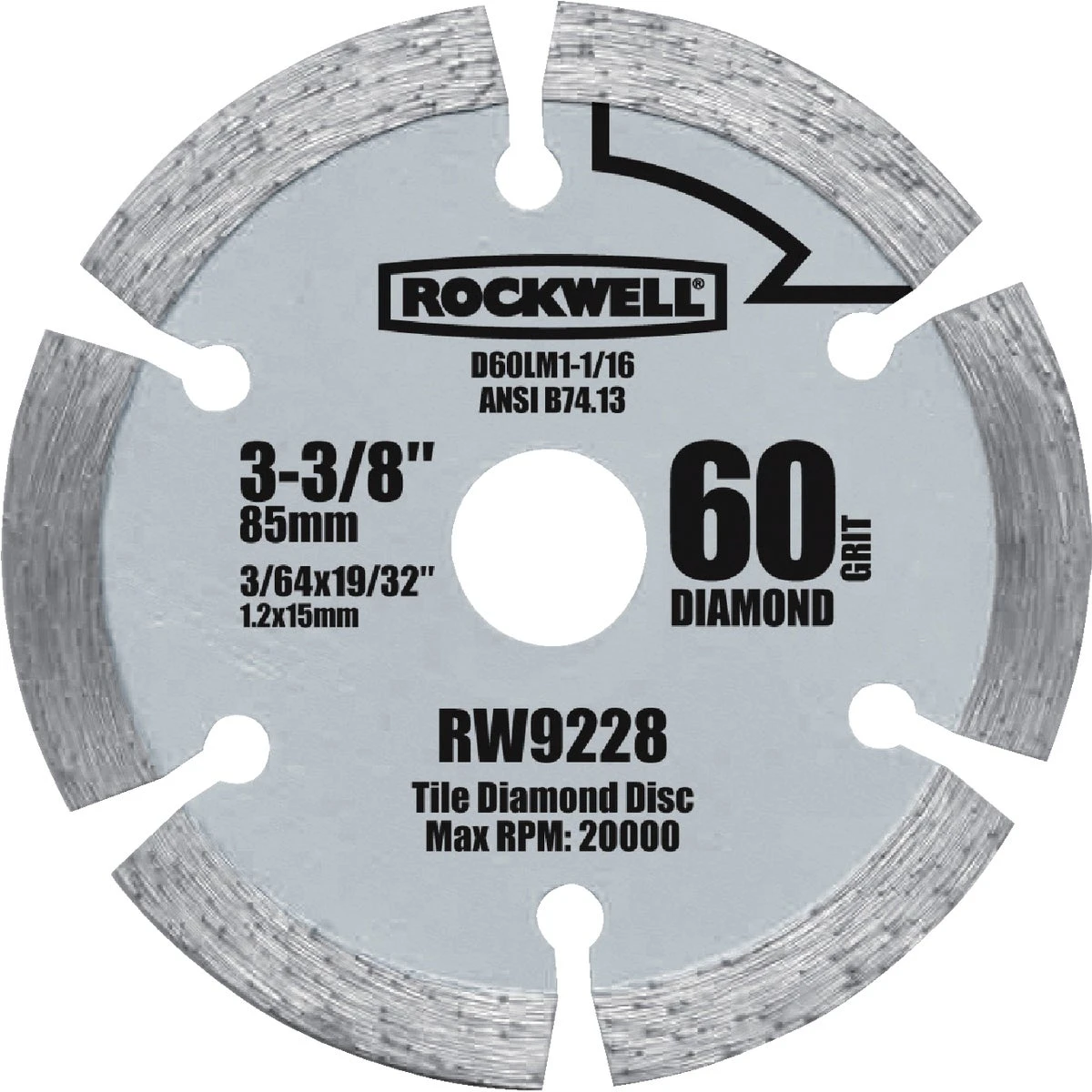 3-3/8 In. Versacut Diamond Saw Blade, 19/32 In. Arbor, 6 Teeth