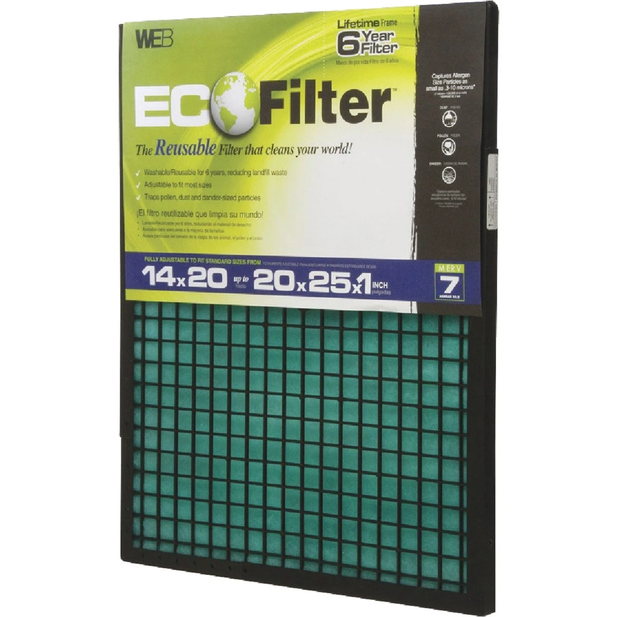 Eco Filter 20 In. L X 25 In. W X 1 In. D Polyester Air Filter - Merv 4
