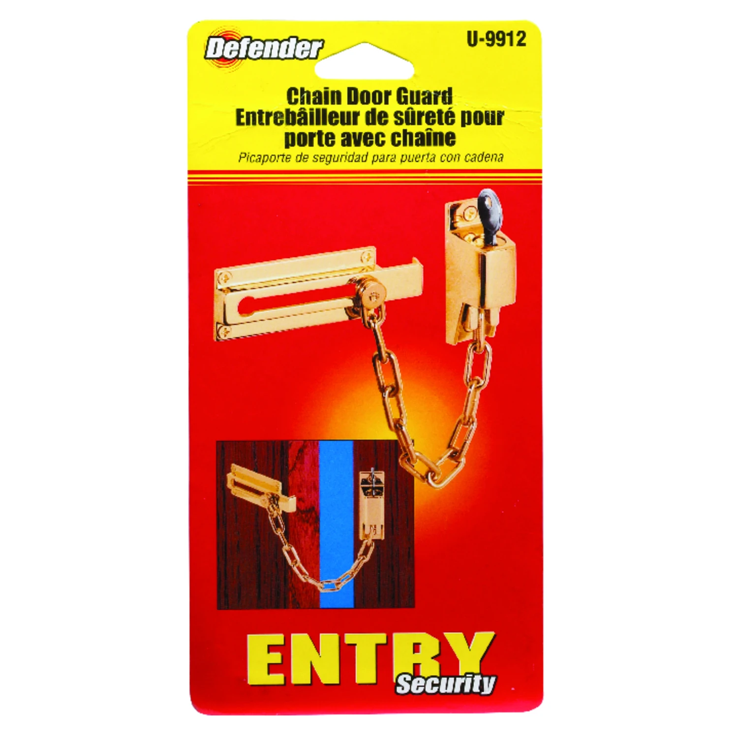 Polished Brass Keyed Chain Door Lock, Model U 9912