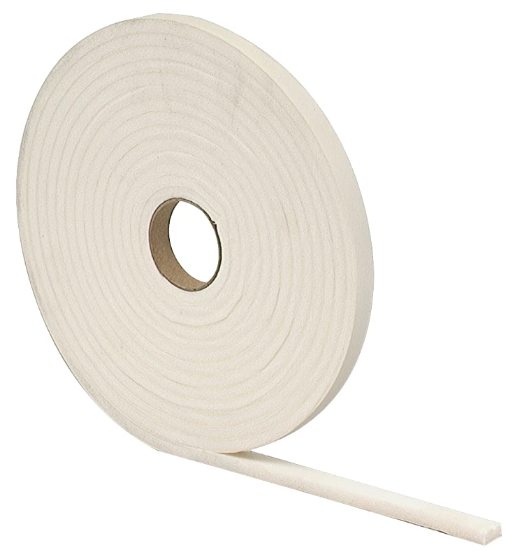 1/2" W X 1/4" T X 17' L White Foam Weatherstrip Tape For Doors And Windows