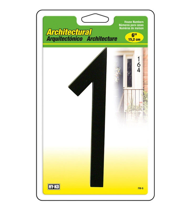 6 In. Satin Black Floating Mount House Number One