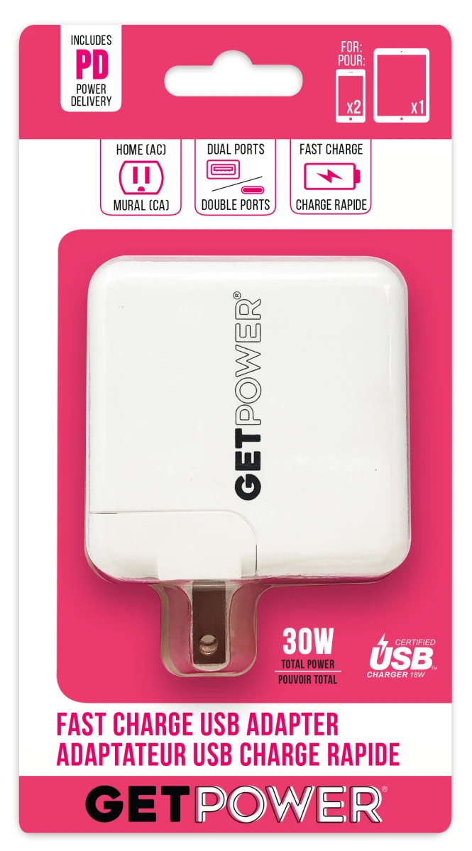 Dual USB AC Adapter 30 Watts