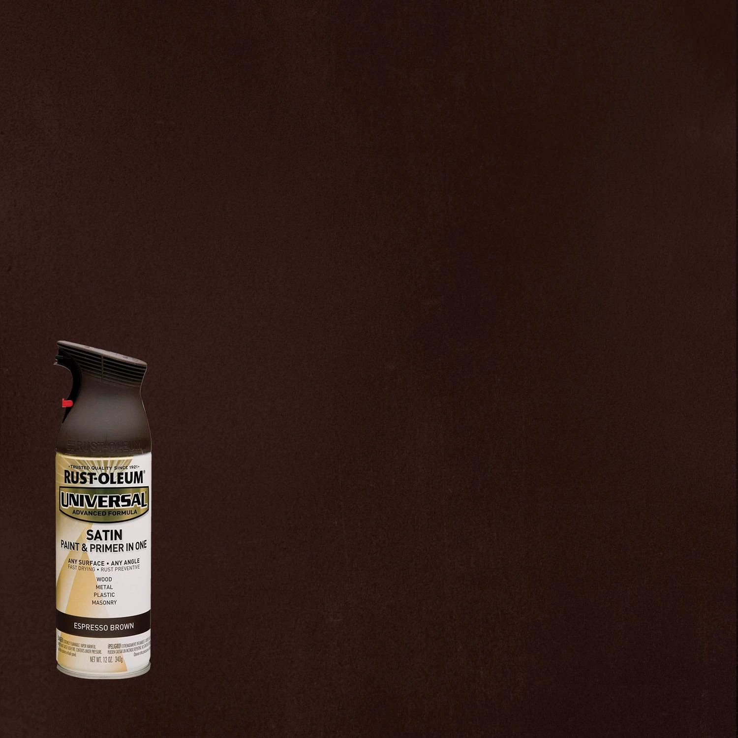 Universal Satin Espresso Brown Spray Paint 12 Oz - All Surface Coverage