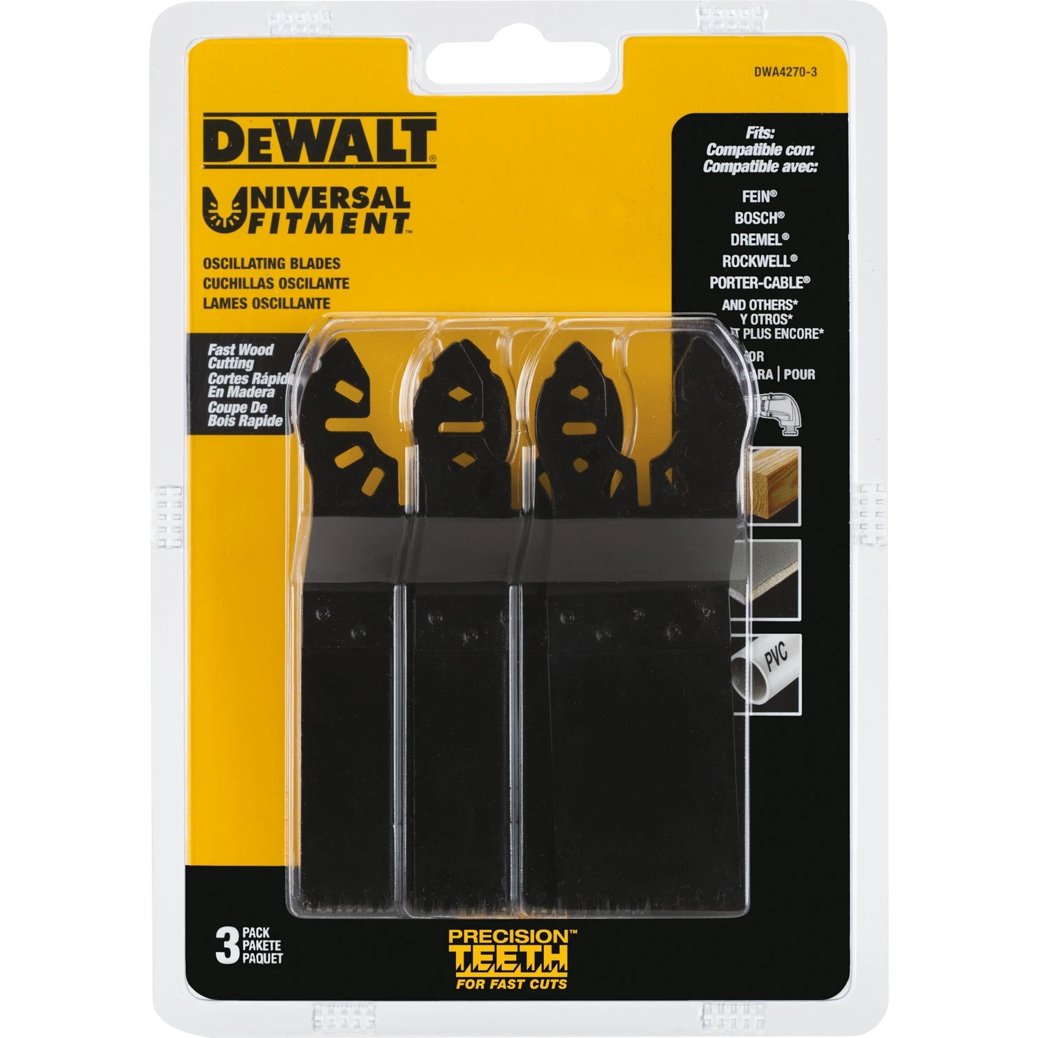 Oscillating Tool Blades, 1-1/4 In.Precision Tooth, Universal