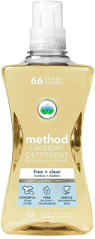 Naturally-Derived 4X Concentrated Laundry Detergent, Free & Clear, 53.5 oz. 66 Loads