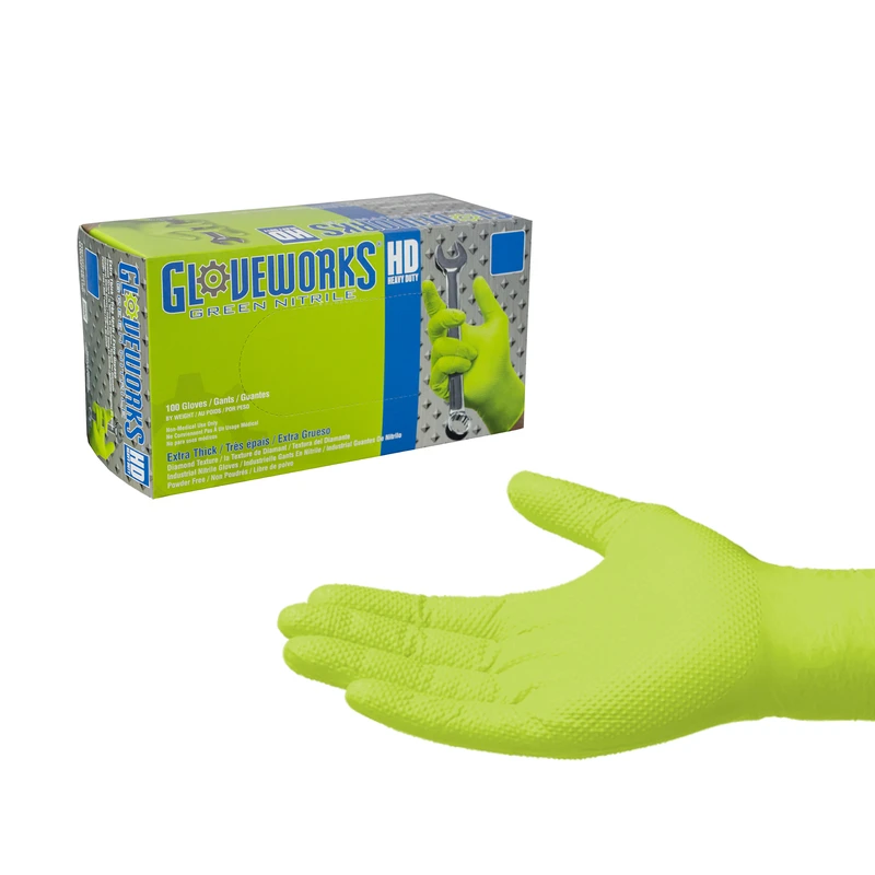 Nitrile Gloves, Heavy-Duty, Green, Medium, 100-Ct.