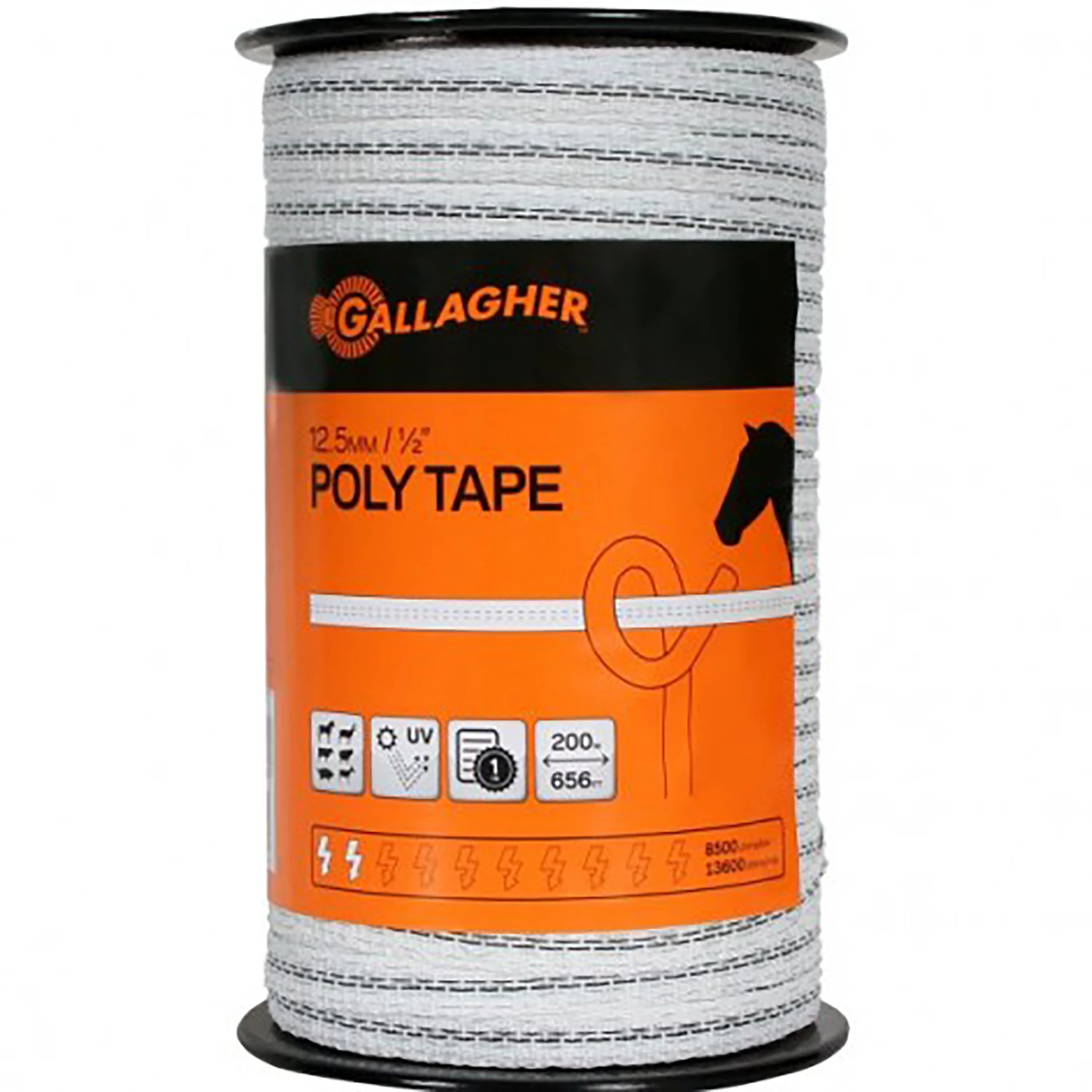 Poly Electric Fence Tape, Ultra White, .5-In. x 656-Ft.