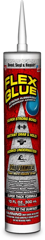 FLEX GLUE Pro Rubberized Waterproof Adhesive, White, 10-oz.