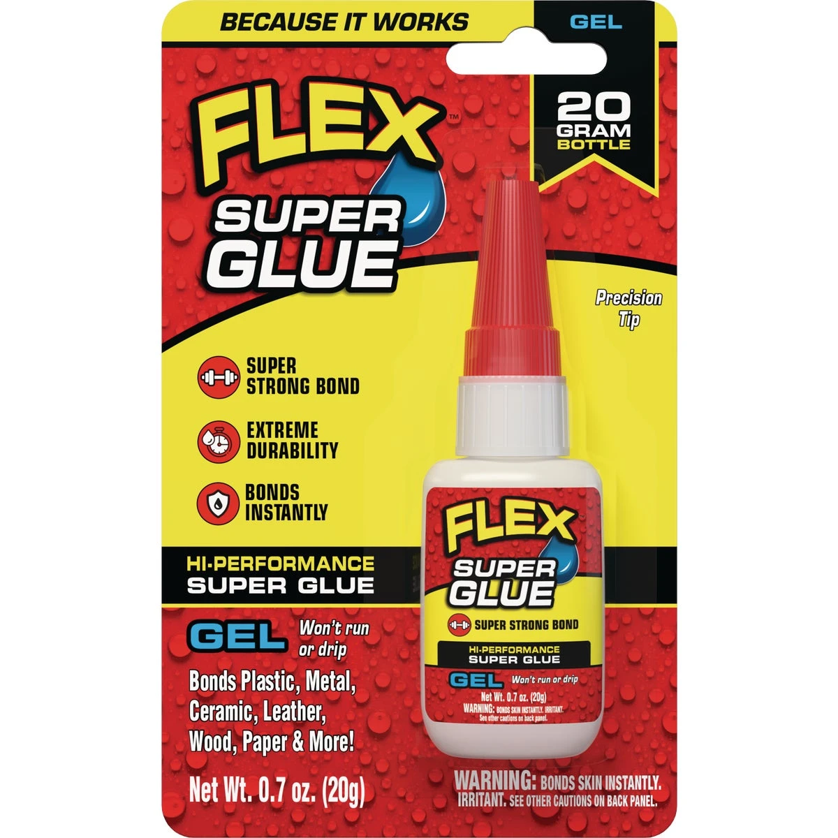 Flex Super Glue Gel, SGGELB20, 20g Bottle