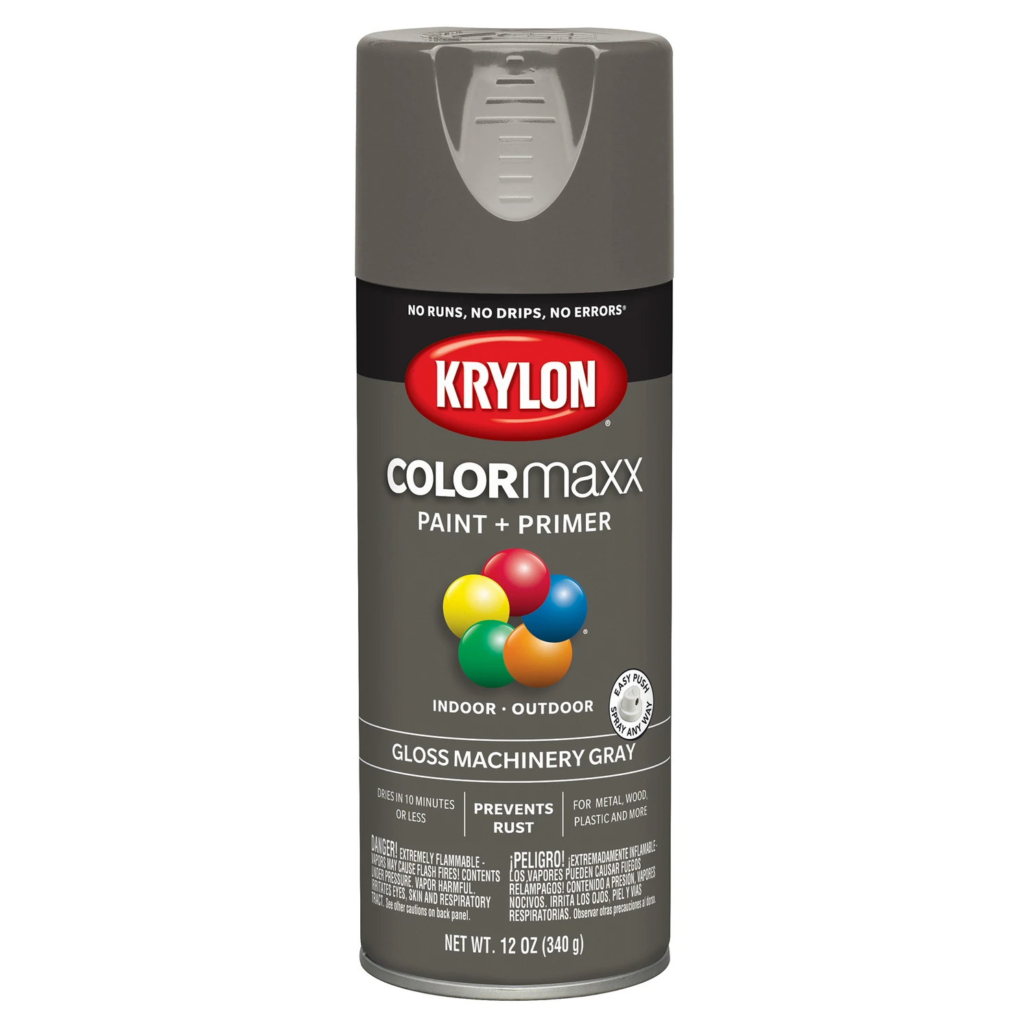 COLORmaxx Spray Paint, Machine Gray, Gloss, 12-oz.