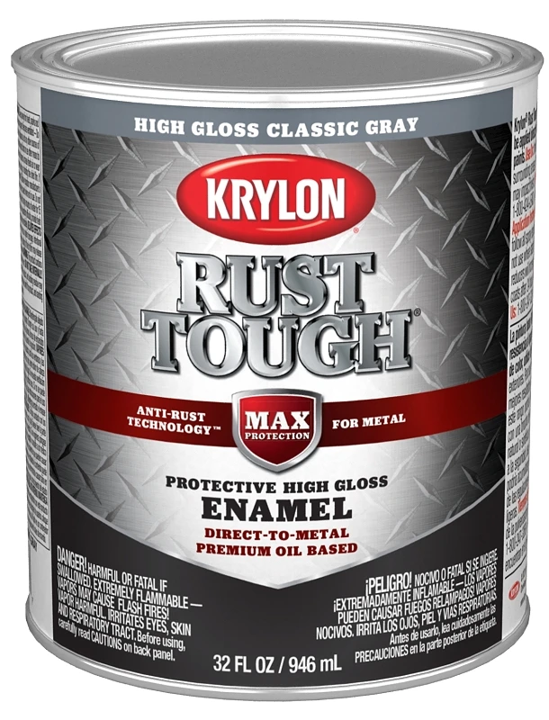 Rust Tough Oil-based Gloss Rust Control Enamel, Gray, 1 Qt. - Pack Of 2