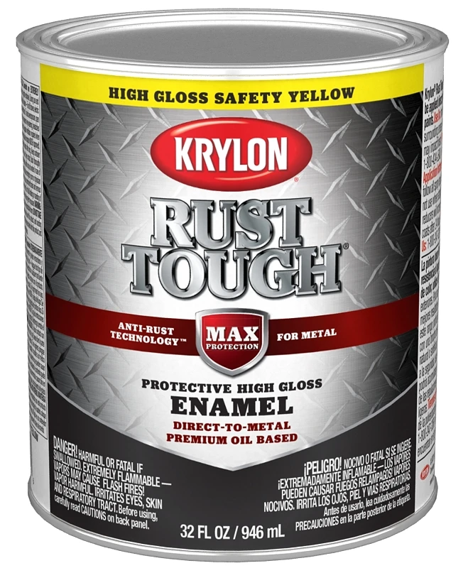 Rust Tough Gloss Anti-rust Enamel, Safety Yellow, 1 Qt., Model K09713008