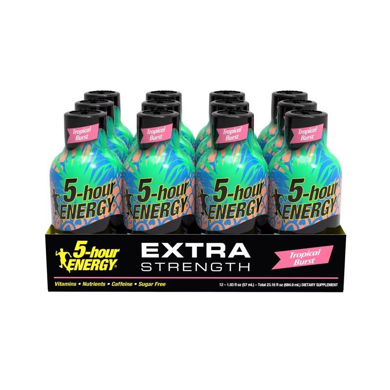 Extra Strength Sugar Free Tropical Energy Shot 1.93 Oz, Pack Of 12