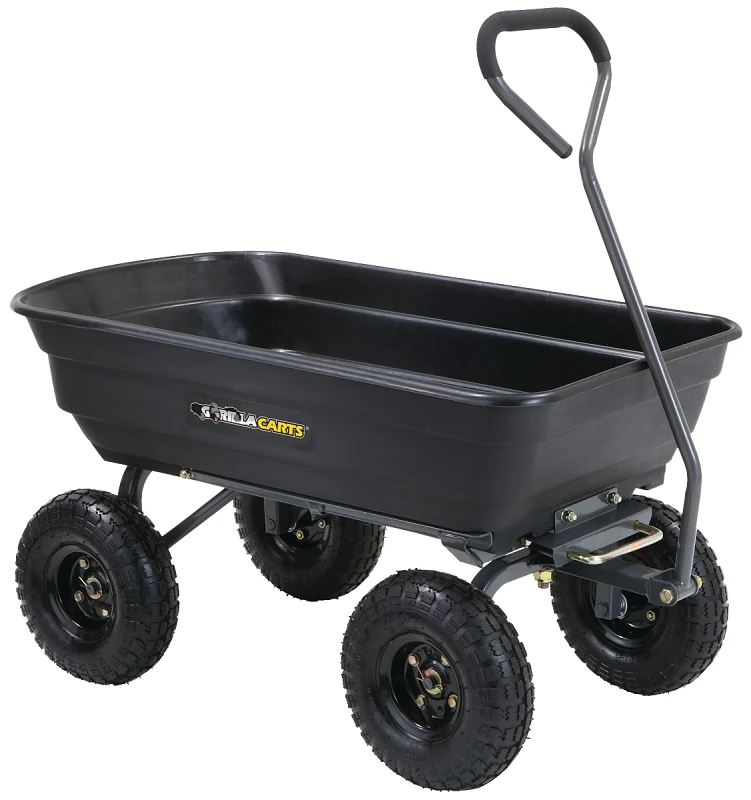 4 Cu. Ft. 600 Lb. Poly Garden Cart With Quick-release Dumping Feature