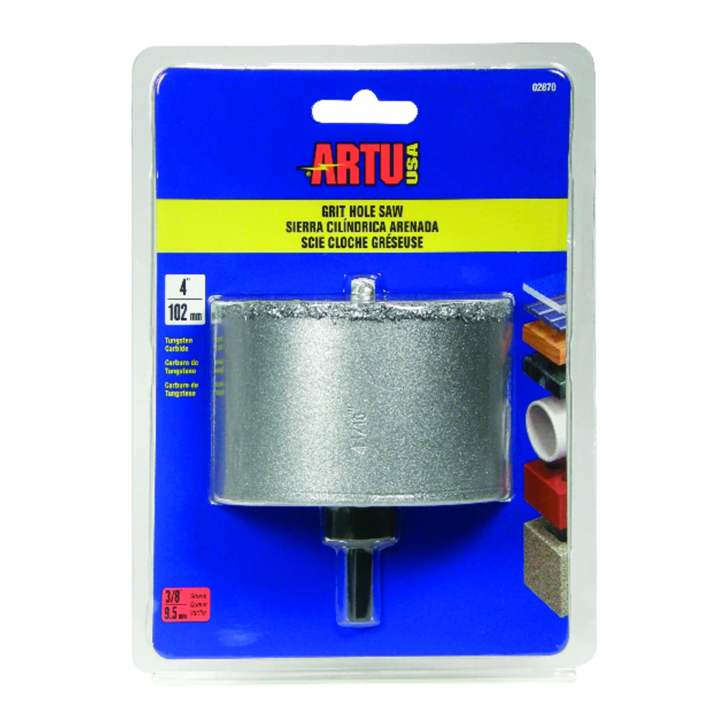 4 In. Tungsten Carbide Grit Hole Saw With Arbor And Pilot Bit