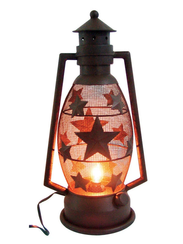De Leon Collections  15 in. H x 5-1/2 in. W x 8 in. L Rustic  Black  Metal  Lantern
