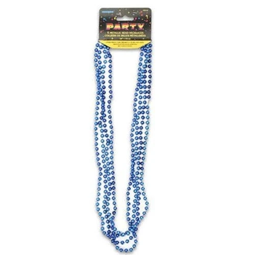 Blue Bead Necklace 32" 4 Count