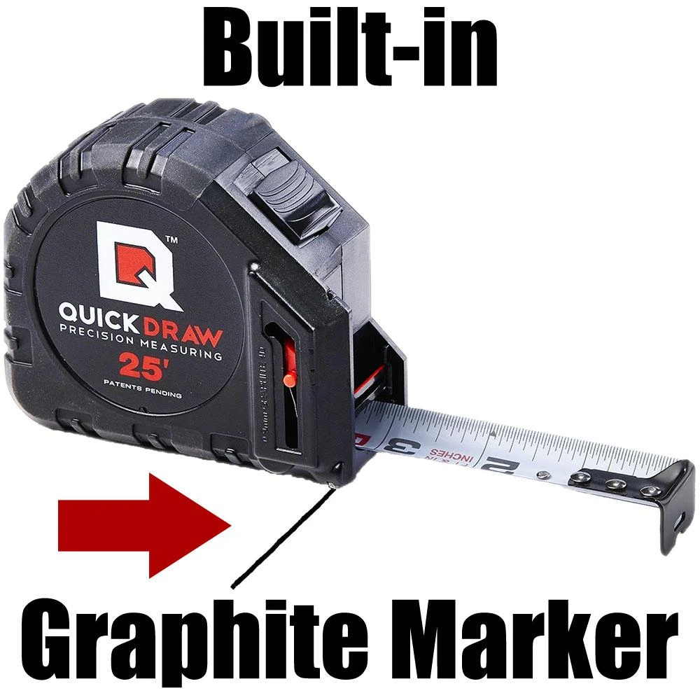 Quickdraw 25 Ft. Self-marking Precision Measuring Tape With Built-in Pencil Ibqd25f-1