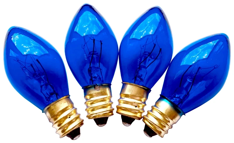 Santas Forest 8510299 C7 Replacement Bulb, 5w, Incandescent, Transparent Blue, 25 Pk