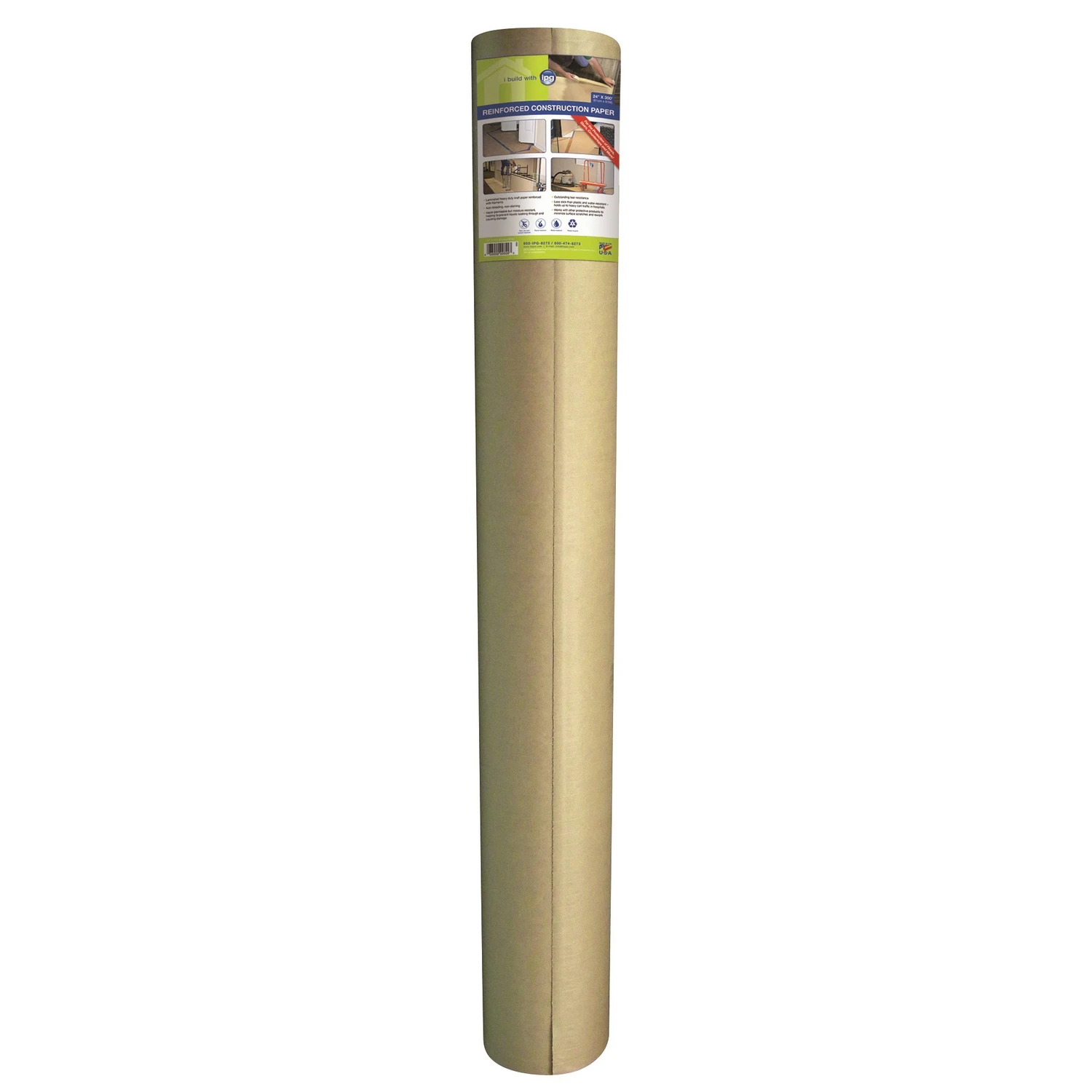 36 In. W X 300 Ft. L Kraft Reinforced Construction Paper, 1 Roll, Heavy Weight