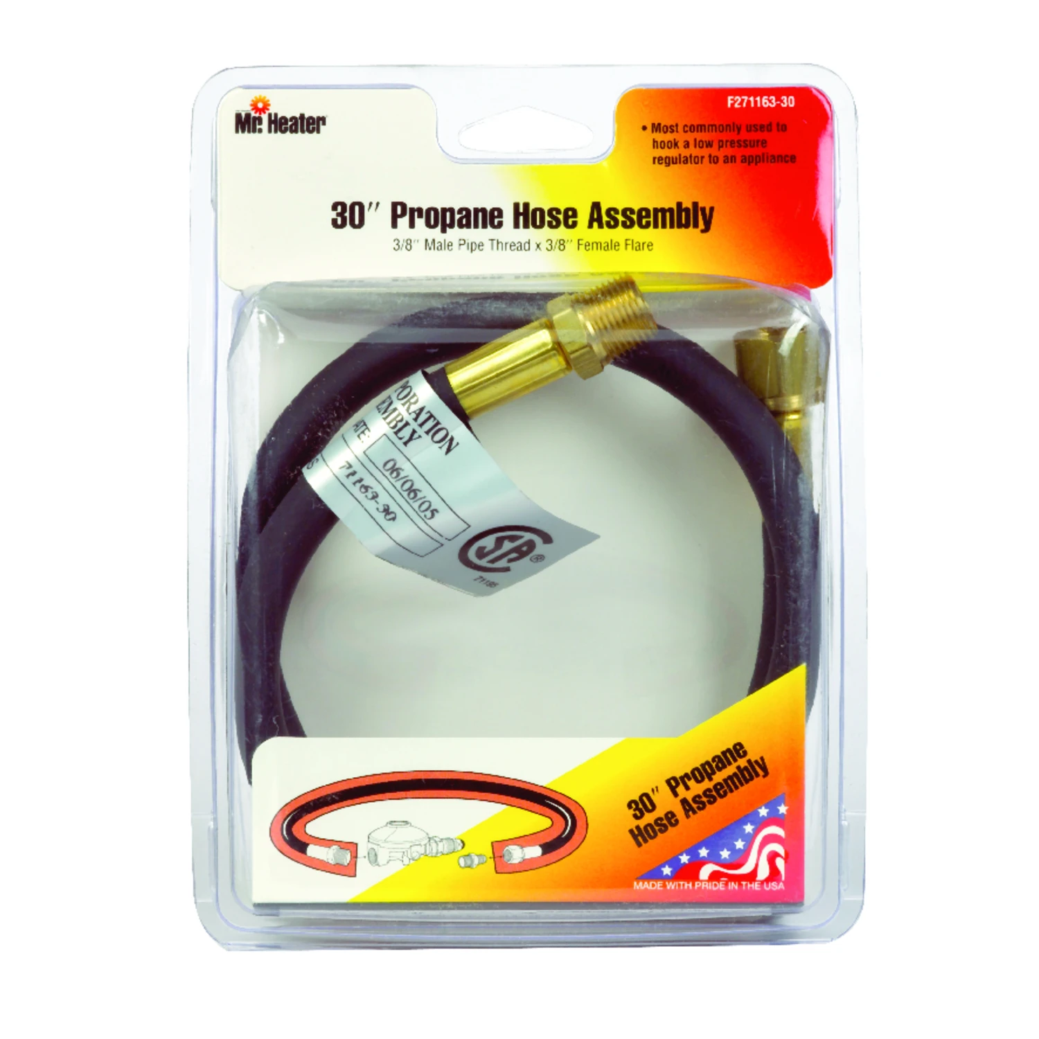 3/8 In. Dia. X 3/8 In. Dia. X 30 In. L Brass/plastic Hose Assembly