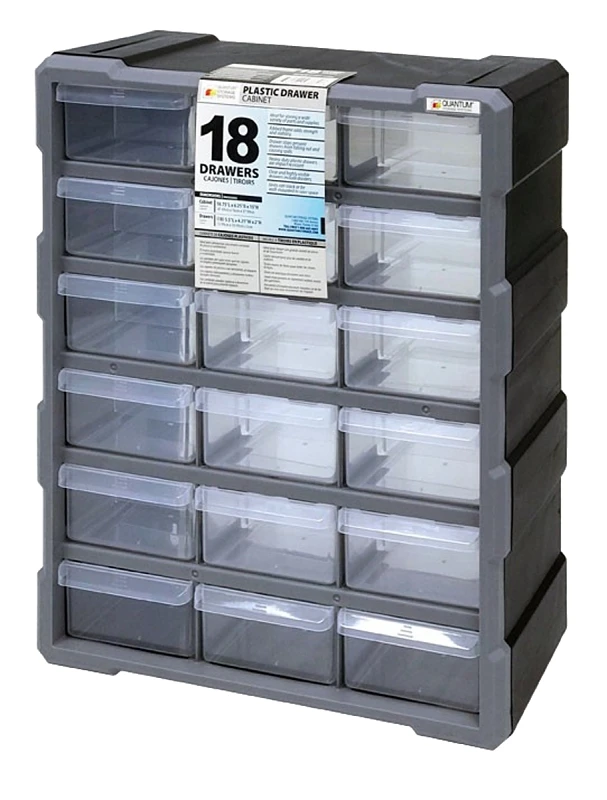 18-drawer Clear Plastic Parts Drawer Cabinet - Model Pdc-18bk