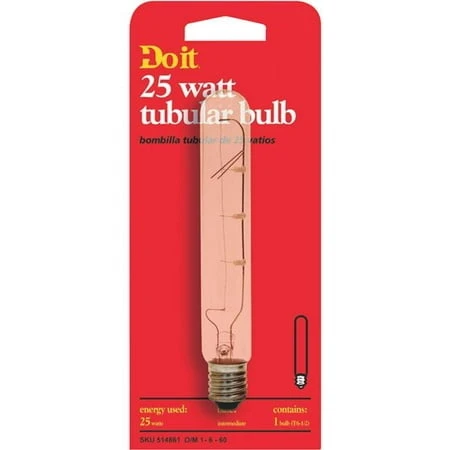 25w Clear Tubular Light Bulb Model 17725 For Showcase Lighting