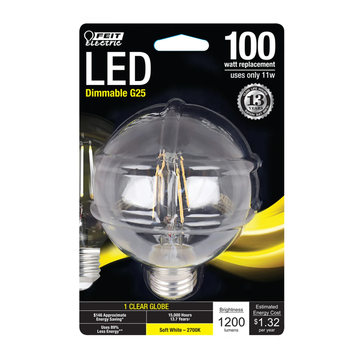 G25 E26 Filament Led Bulb Soft White 100w Equivalence 1 Pk 1200 Lumens