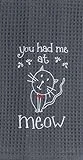 'you Had Me At Meow' Embroidered Waffle Kitchen Towel - 18 In X 28 In