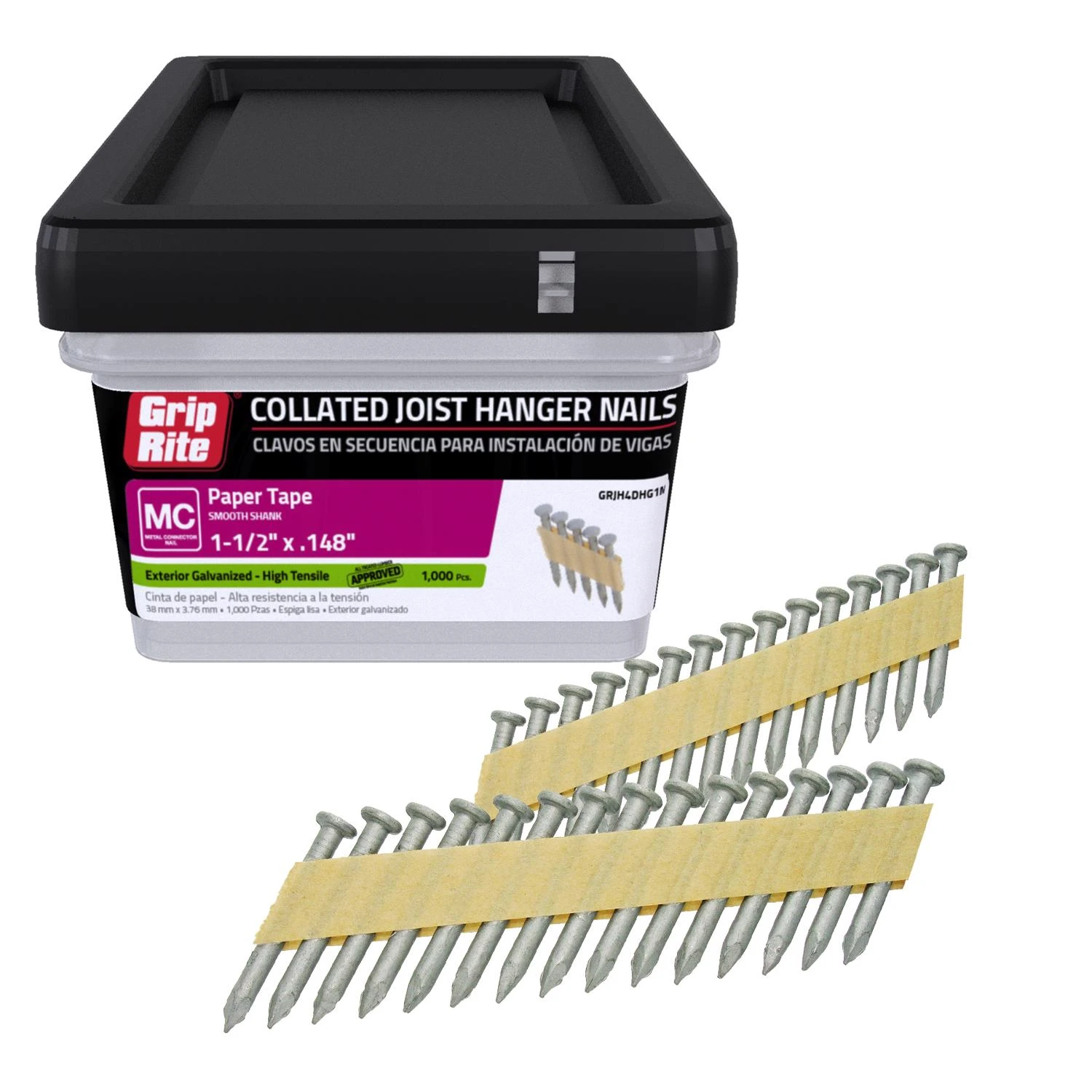 Grip-Rite 2006662 1.5 in. Paper Strip Joist Hanger Nails 33 deg Smooth Shank - Pack of 1000