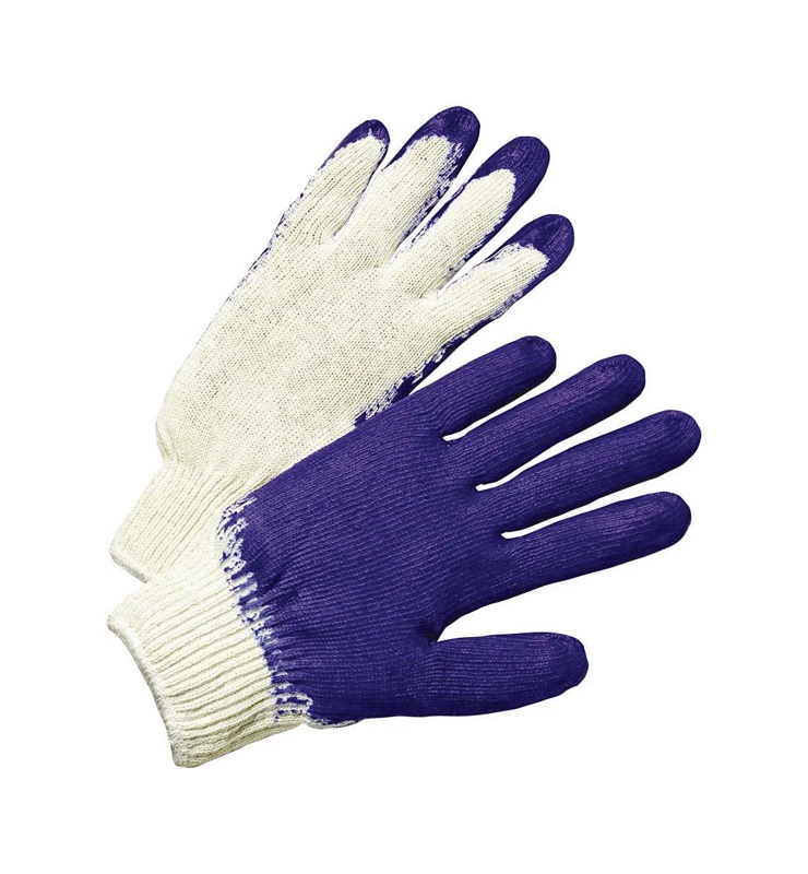 West Chester Men's Indoor/Outdoor Latex Coated String Knit Work Gloves Blue/White L 12 pk