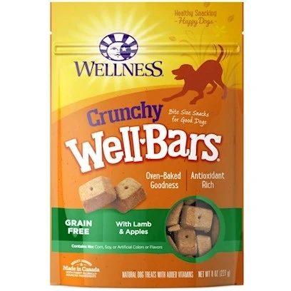 Natural Grain Free Wellbars Crunchy Lamb & Apples Recipe Dog Treats 8 Oz.