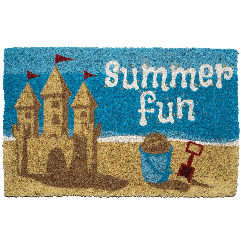Entryways Hand Woven Coir Door Mat, 30" L x 18" H, Summer Fun