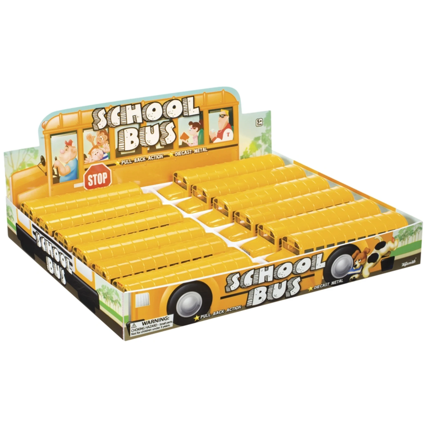 Die-cast School Bus Model, 7 Inch, Yellow, 12 Pieces
