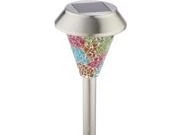 Outdoor Expressions Multi-Color Mosaic 2.10 Lumens Stainless Steel Solar Path Light