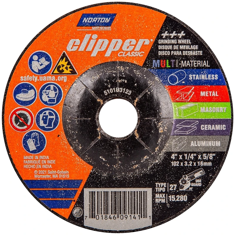 Clipper 4 In. D X 5/8 In. Classic Multi-material Grinding Wheel