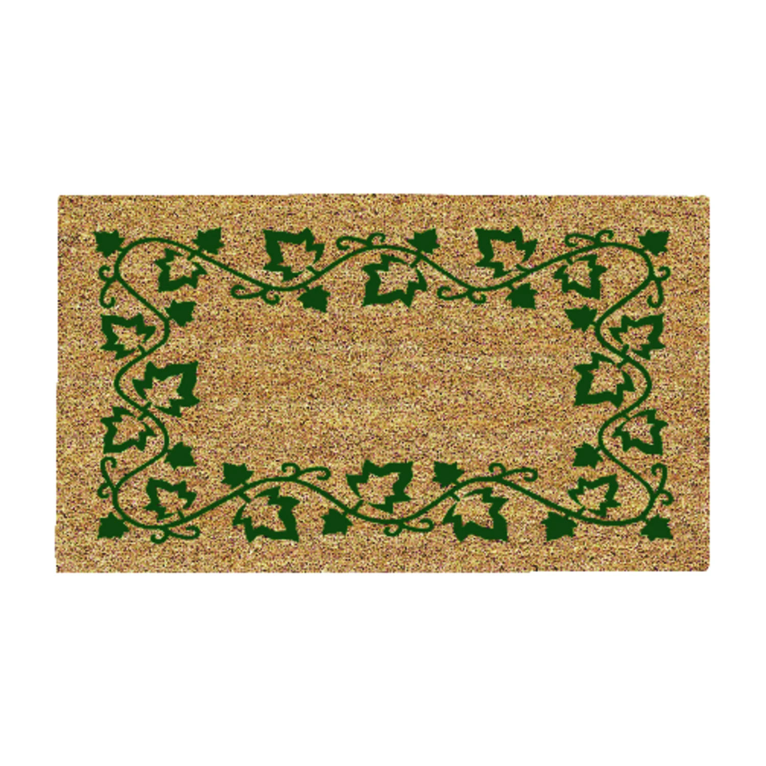 27 In. W X 16 In. L Tan/green Ivy Border Nonslip Entrance Mat