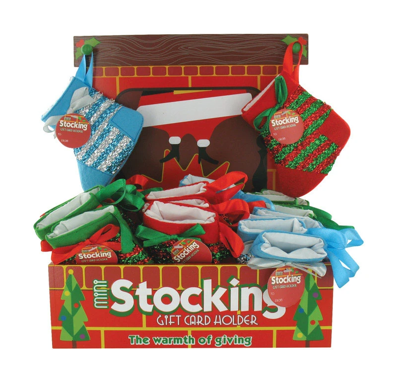 DM Merchandising Mini Christmas Stocking Gift Card Holders Polyester 1 pk