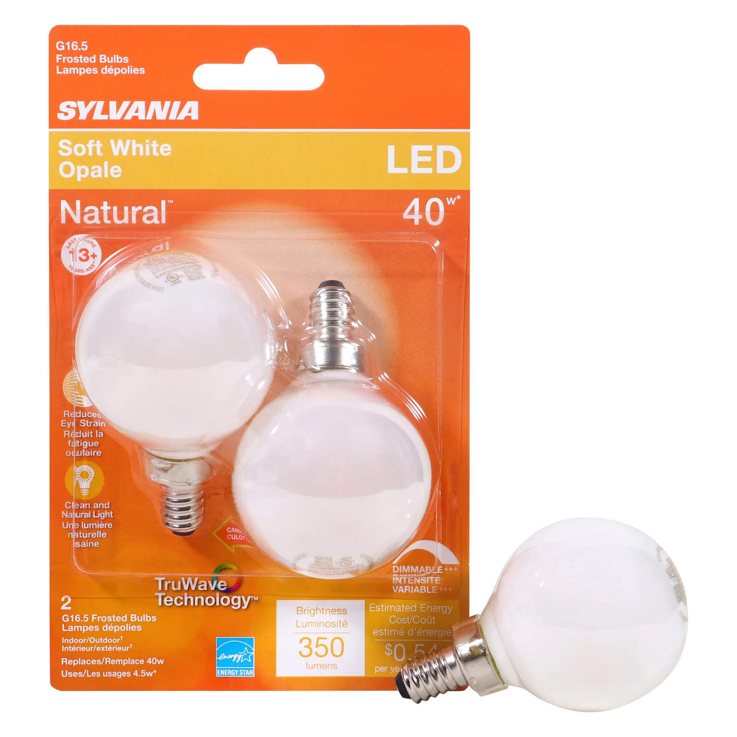 Natural G16.5 E12 Led Bulb Soft White 40w Equivalence 2 Pk - Model 40797
