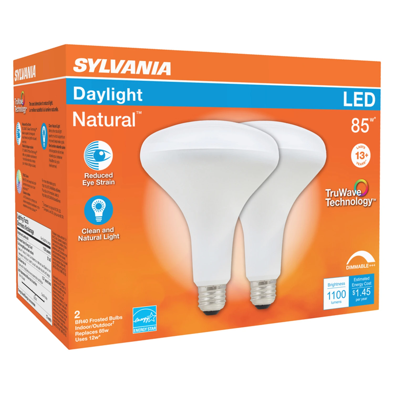 85w Br40 E26 Dimmable Led Floodlight Bulb Daylight 2 Pk With Truwave Technology