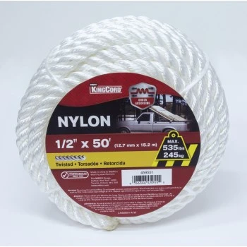459551 1/2 Inch X 50 Feet Twisted Nylon Rope - Durable And Versatile