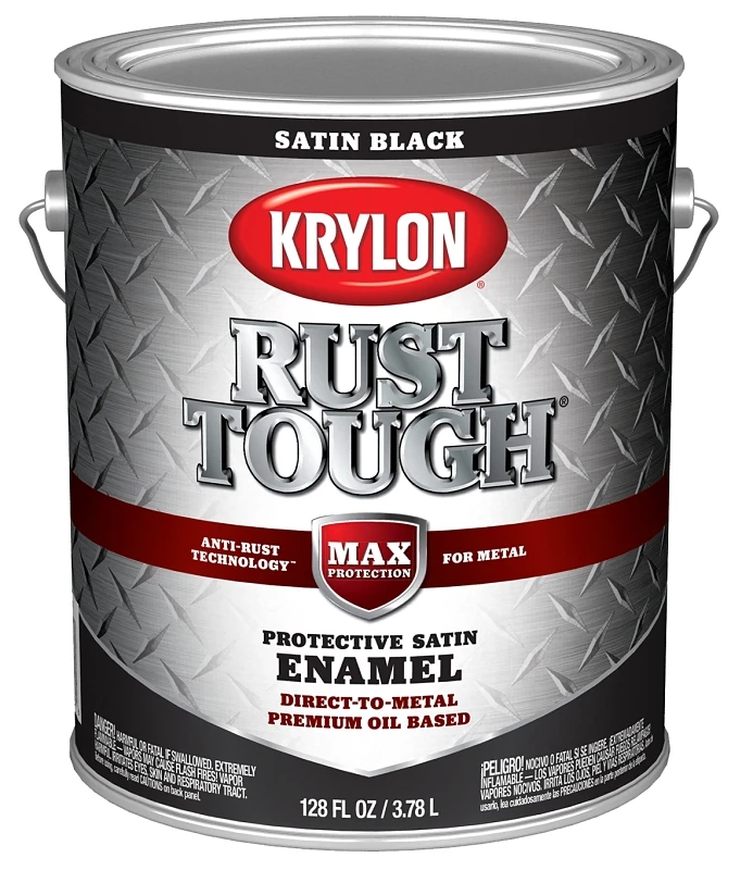 Rust Tough Oil-based Satin Rust Control Enamel, Black, 1 Gallon, K09733008