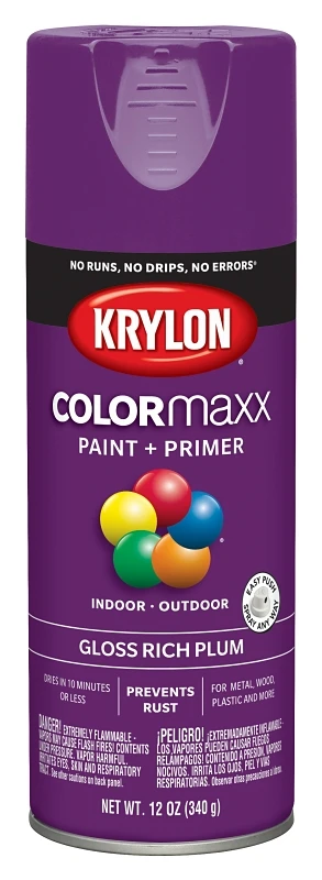COLORmaxx Spray Paint + Primer, Gloss Rich Plum, 12-oz.