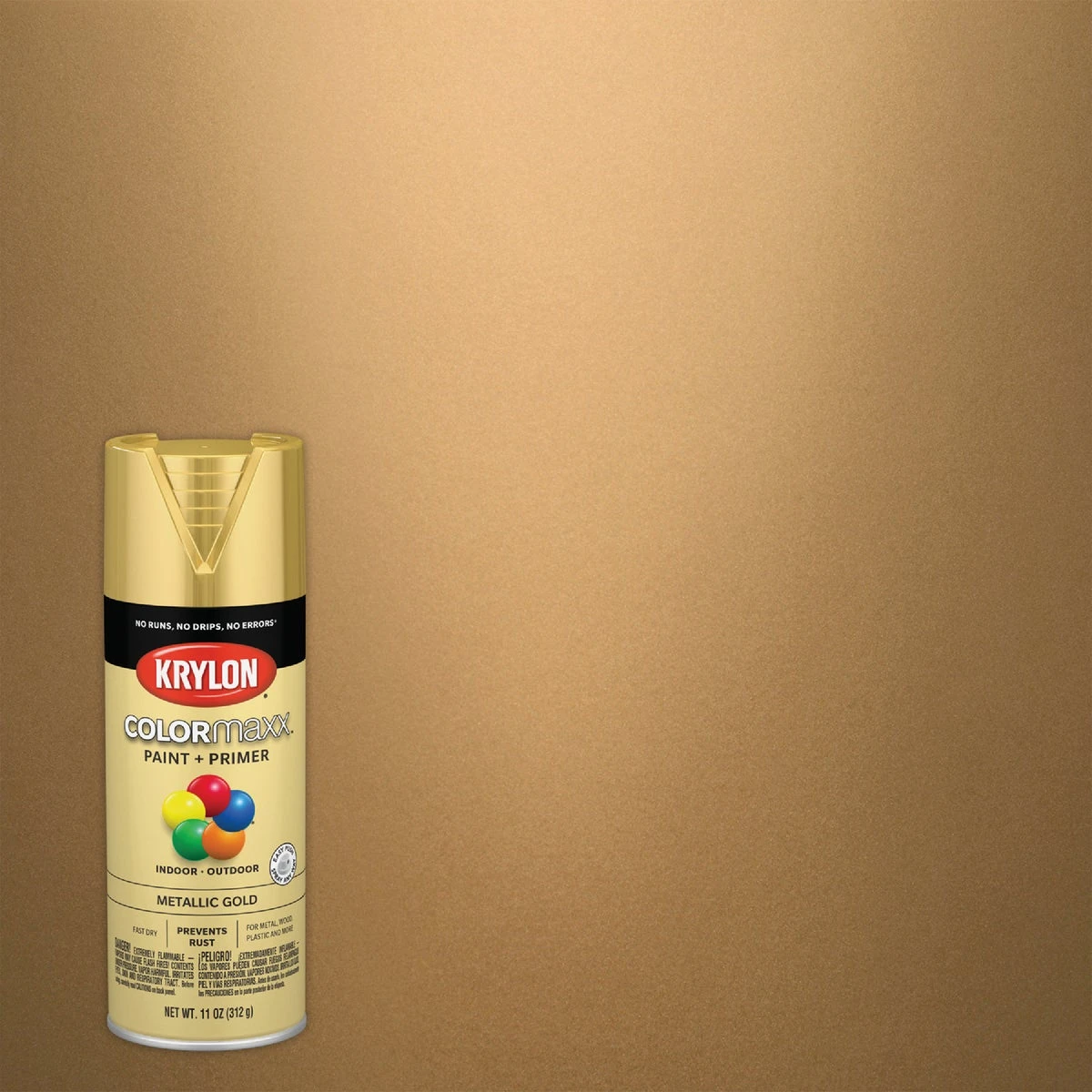 COLORmaxx Spray Paint + Primer, Metallic Gold, 12-oz.