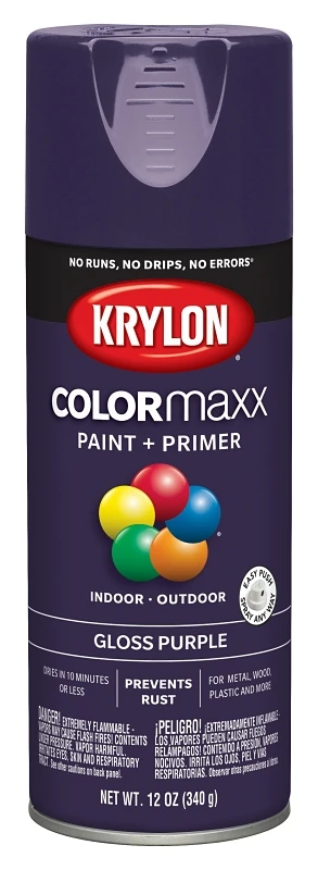 COLORmaxx Spray Paint + Primer, Gloss Purple, 12-oz.