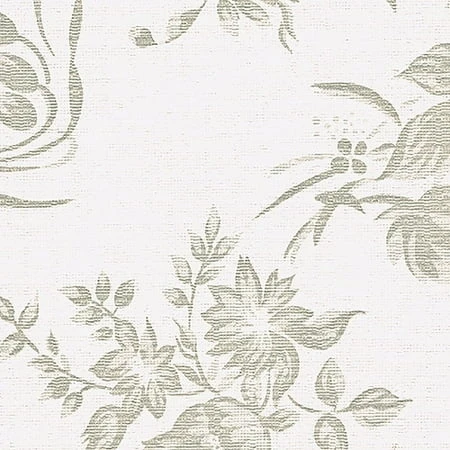 Deluxe Flannel Backed Vinyl Tablecloth 54" Wide 15 Yard Roll - White & Beige Damask